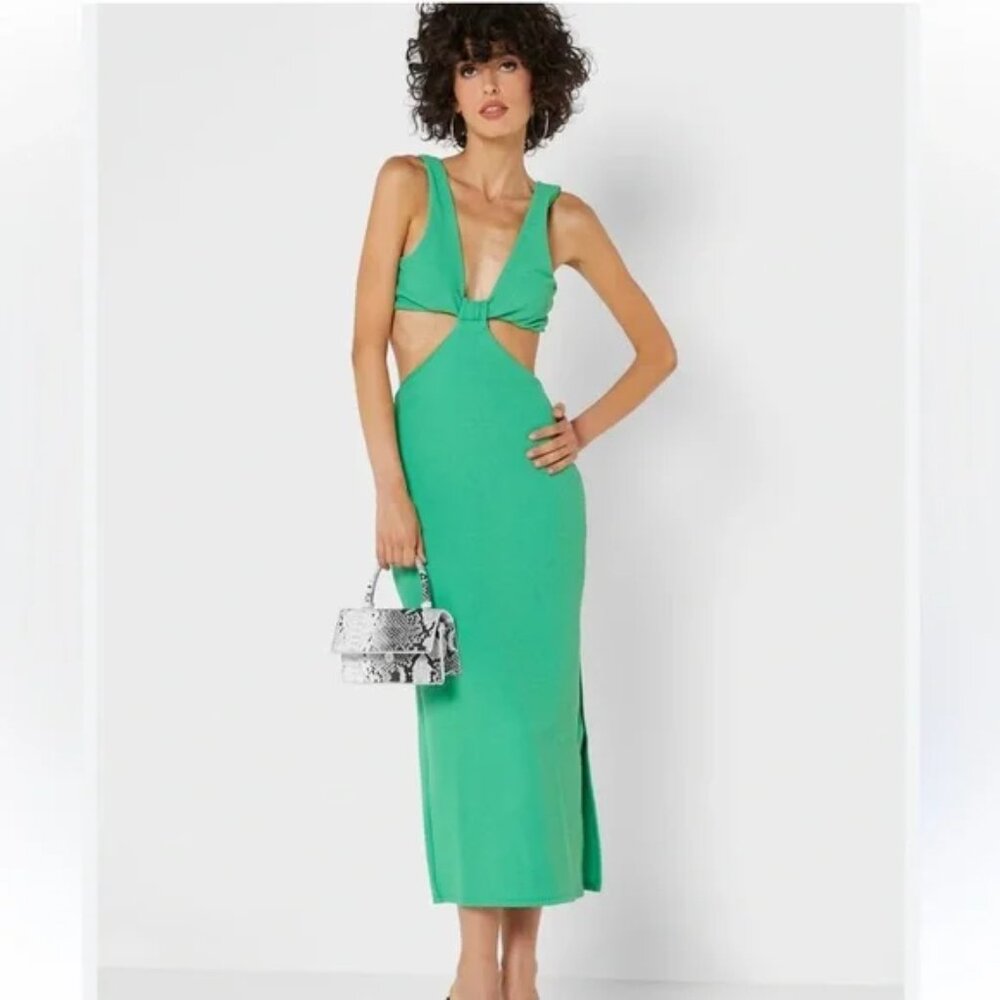 TopShop Green Cutout Tank Midi Dress Size 12